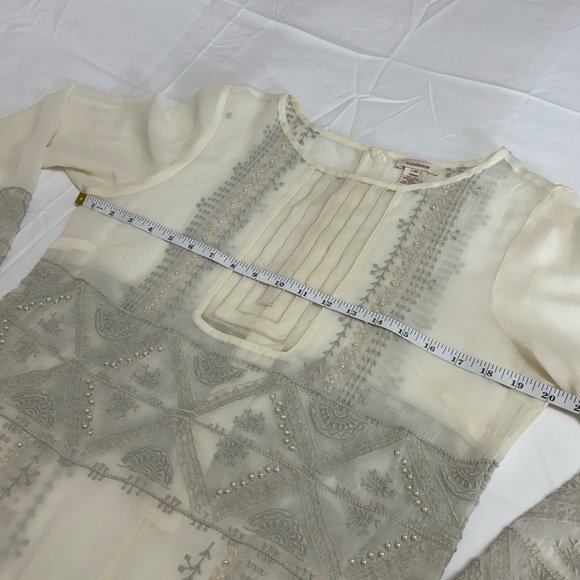 Sundance 100% Silk Beaded & Embroidered Midi Dress Size 10 With Slip Coastal - Picture 10 of 16